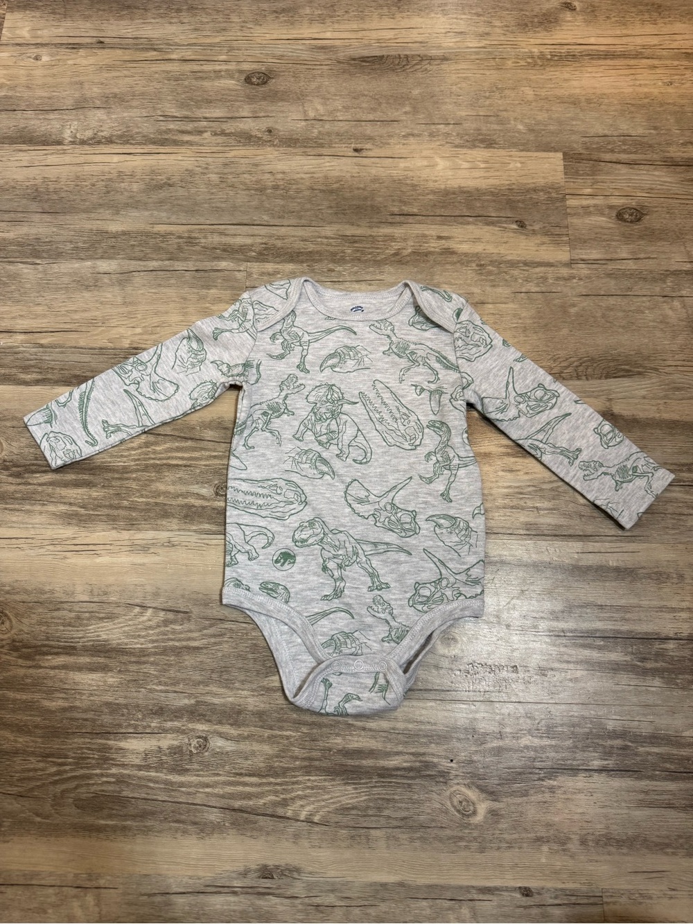 Jurassic Park Grey Dinosaur Print Long-Sleeve Baby One-Piece Bodysuit size 18M